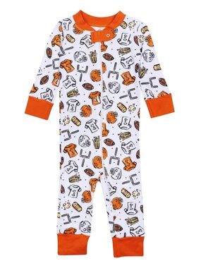Magnolia Baby Orange Football Print Romper Pima Cotton 3 6 9 12 months